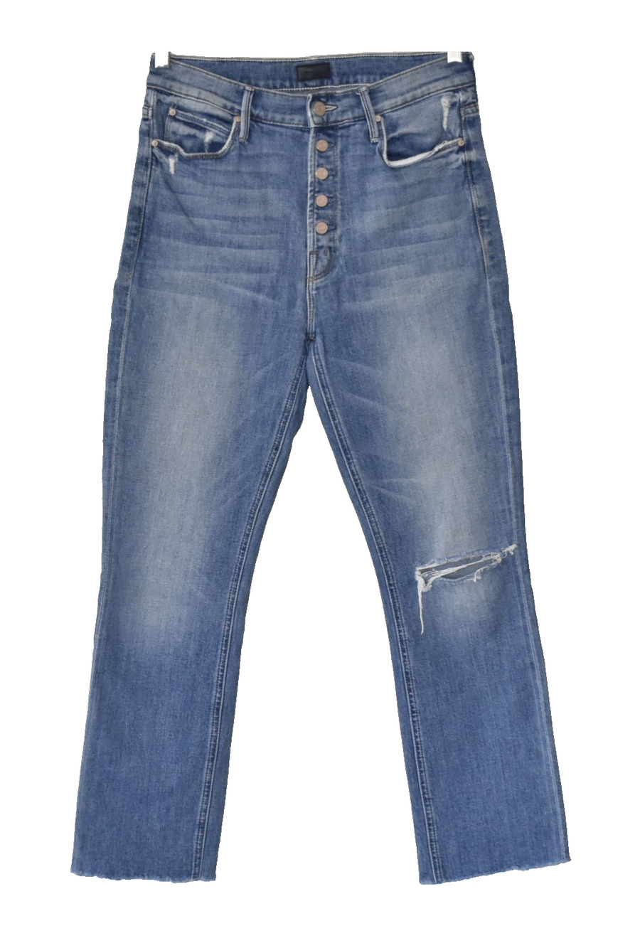 A5 Auth MOTHER The Pixie Dazzler Ankle Fray Popism Wash Button Fly Jeans Size 29